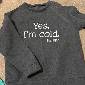 Gray women’s crew neck with Text Print